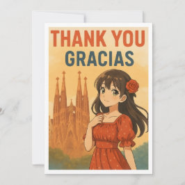 Cartão De Agradecimento Thank You Card - Anime Girl in Spain
