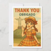 Thank You Card - Brazil Festa Junina Anime Girl