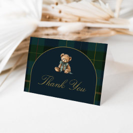 Cartão De Agradecimento Thank You Card Classic Dark Green + Blue Plaid 