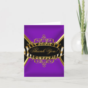 Cartão De Agradecimento Thank You Card Elegant Purple Zebra Black Gold