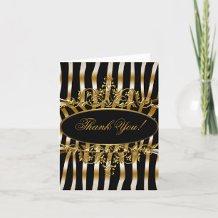 Cartão De Agradecimento Thank You Card Elegant Zebra Black Gold