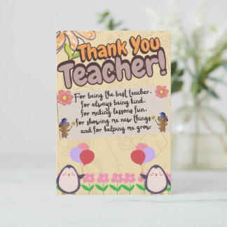 Cartão De Agradecimento thank you card for teachers.