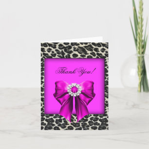 Cartão De Agradecimento Thank You Card Leopard hot pink