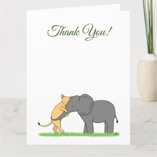 Cartão De Agradecimento Thank You Card- Lion and Elephant