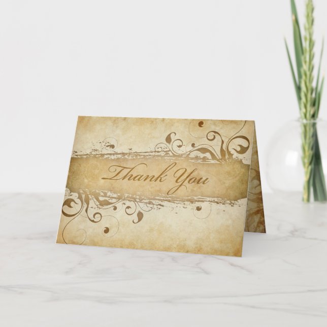 Cartão De Agradecimento Thank You Card on Parchment with Classic Swirls (Frente)