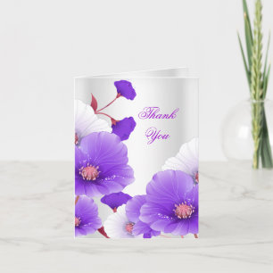 Cartão De Agradecimento Thank You Card Purple White Poppies