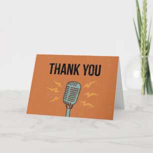 Cartão De Agradecimento Thank You Card - Retro Microphone Design