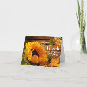 Cartão De Agradecimento Thank You Card, Rustic Country Fall Sunflower
