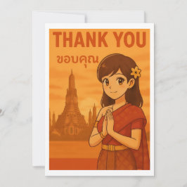 Cartão De Agradecimento Thank You Card - Thai Girl Greeting in Bangkok