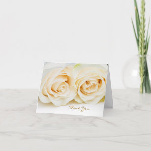 Cartão De Agradecimento Thank you card with white-cream roses.