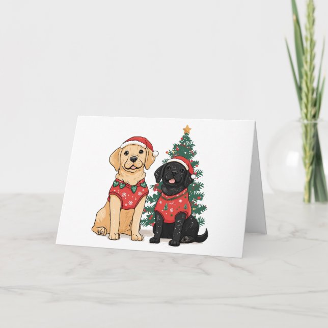 Cartão De Agradecimento Thank You Christmas Labrador Retriever Dogs (Frente)