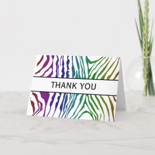 Cartão De Agradecimento Thank You! Colorful Wild Animal Zebra Patterns
