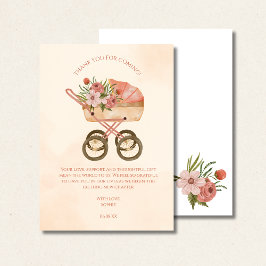 Cartão De Agradecimento Thank you for coming card, rustic baby carriage 