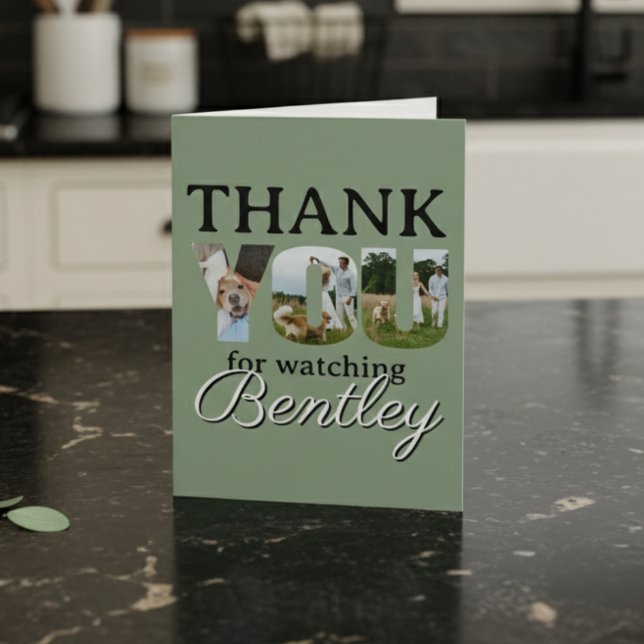 Cartão De Agradecimento Thank You For Watching Our Dog Photo Card (Send a personalized thank you note to friends and family who cared for your furry friend!)