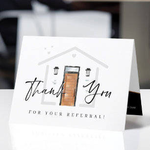 Cartão De Agradecimento Thank You For Your Referral Wood Watercolor Door