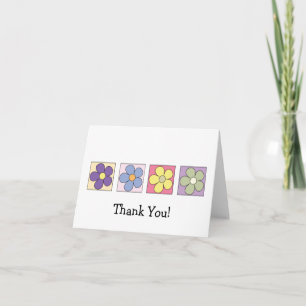 Cartão De Agradecimento Thank You four flowers cartoon customizable card