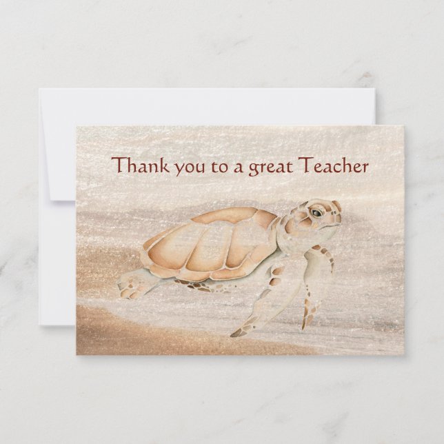 Cartão De Agradecimento Thank you Great Teacher Fun Turtle Animal (Frente)