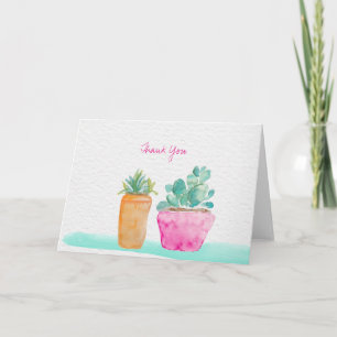 Cartão De Agradecimento Thank You Hand painted potted cactus
