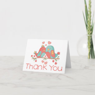 Cartão De Agradecimento Thank You Lovebirds Blue Green Turquoise Wedding