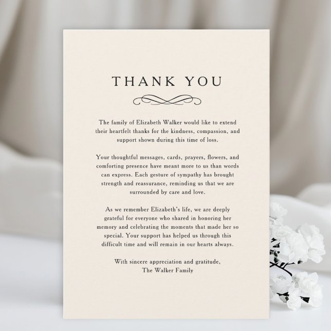 Cartão De Agradecimento Thank you - Memorial Funeral Beige Card (Thank you - Memorial Funeral Beige Card)