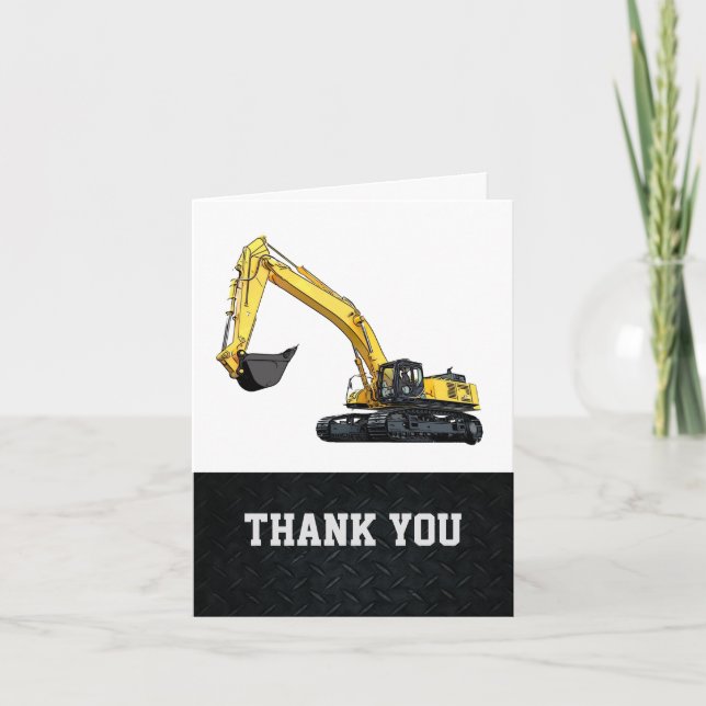 Cartão De Agradecimento Thank You Men's Excavator Note Card Construction (Frente)