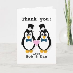 Cartão De Agradecimento "Thank You!" Mr & Mr Customisable Penguin Card