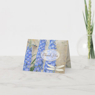 Cartão De Agradecimento Thank You Notes Dragonfly Butterfly Delphinium