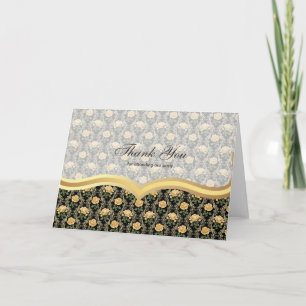 Cartão De Agradecimento Thank You Roses on Antique gold