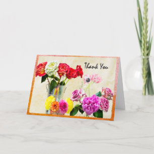 Cartão De Agradecimento Thank You Roses, Tulips And Peonies Greeting Card