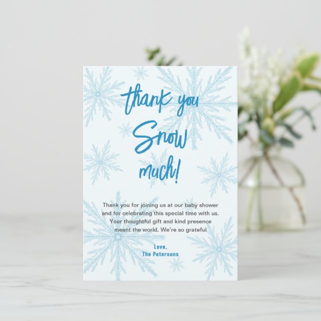 Cartão De Agradecimento Thank You Snow Much Snowflakes Boy Baby Shower (Em pé/Frente)