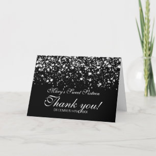 Cartão De Agradecimento Thank You Sweet 16 Midnight Glam Silver