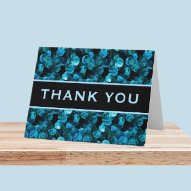 Cartão De Agradecimento Thank You Swirls Blue Aqua Teal and Black  (Criador carregado)