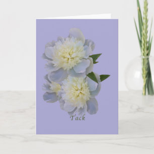 Cartão De Agradecimento Thank You, Tack, Swedish, White Peonies Card