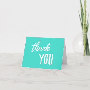 Cartão De Agradecimento Thank You Turquoise White Brushstroke Typography