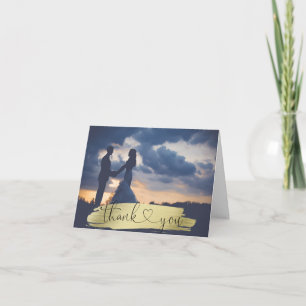 Cartão De Agradecimento THANK YOU Wedding Brush Stroke Gold   PHOTO
