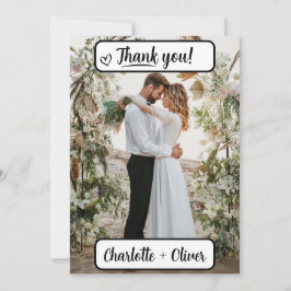 Cartão De Agradecimento Thank You Wedding Card with Picture (Back & Front)