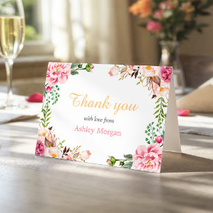 Cartão De Agradecimento Thank You with Love Romantic Chic Floral Wrap