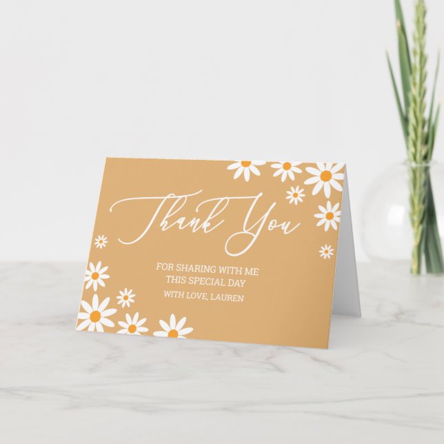 Cartão De Agradecimento Thank yoy card boho Daisies  (Frente)