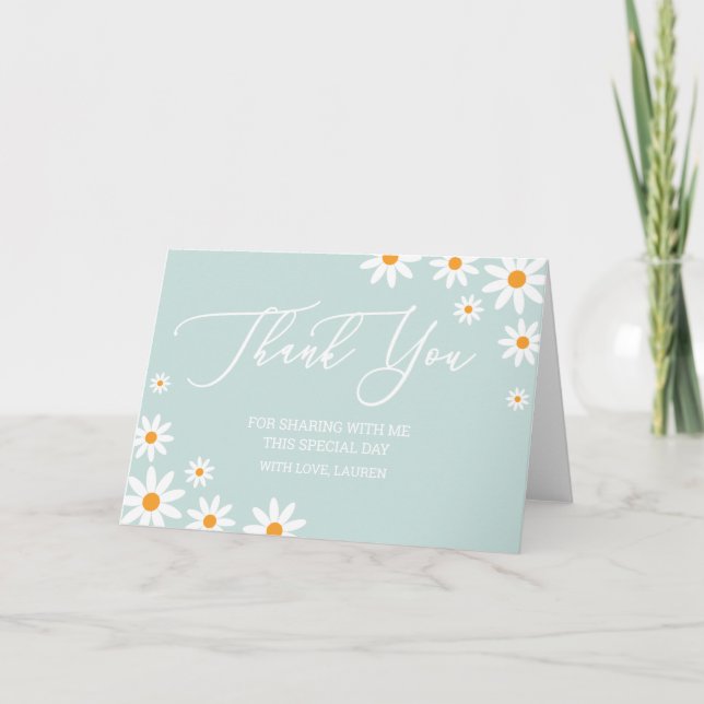 Cartão De Agradecimento Thank yoy card boho Daisy mint (Frente)