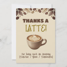 Cartão de Agradecimento Thanks A Latte