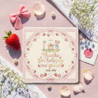 Cartão De Agradecimento Thanks For Helping Me Grow Blonde Strawberry