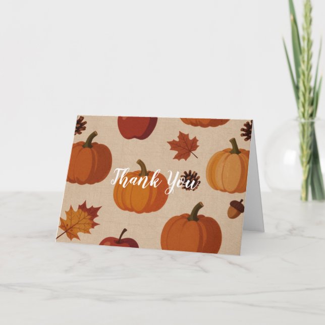 Cartão De Agradecimento Thanksgiving Appless & Pumpkins Fall Thank You  (Frente)