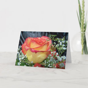 Cartão De Agradecimento ThankYou bicolor rose & baby breath