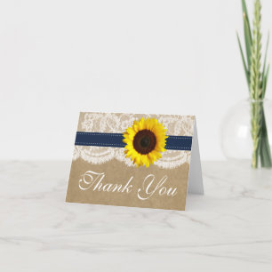 Cartão De Agradecimento The Kraft, Lace & Sunflower Collection - Navy