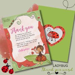 Cartão De Agradecimento The Sweet Little Ladybug & Heart Card 