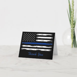Cartão De Agradecimento Thin Blue Line Police Thank You Card