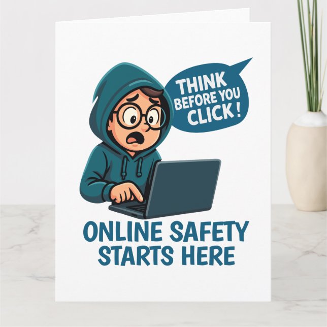 Cartão De Agradecimento Think Before You Click - Online Safety Awareness (Frente)
