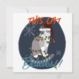 Cartão De Agradecimento This Cat Believes Holiday Card