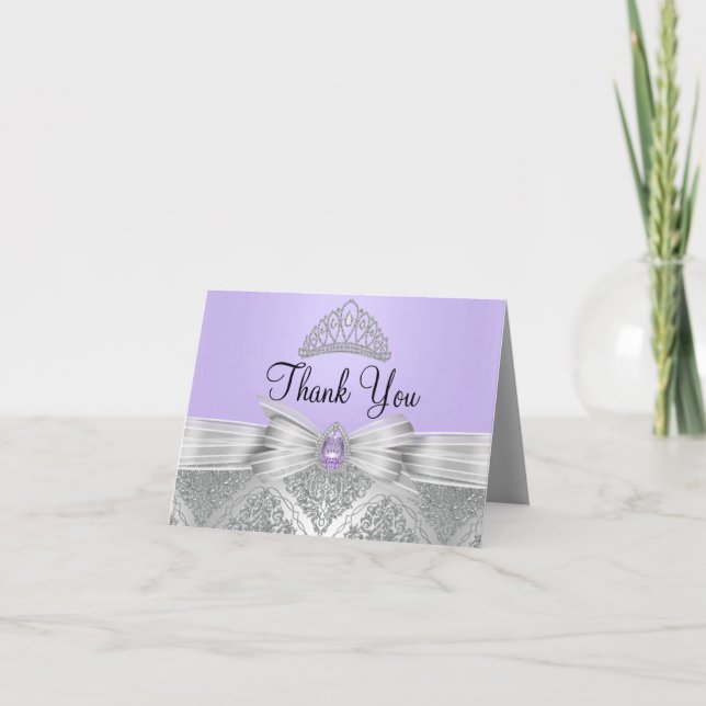 Cartão de Agradecimento Tiara & Damasco Roxo (Frente)