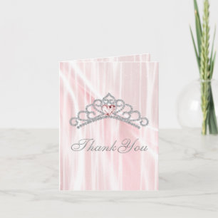 Cartão De Agradecimento Tiara de Diamante Princesa Rosa Obrigada